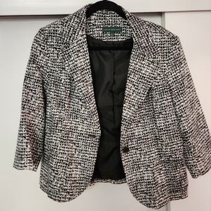 Harvé Bernard Vintage Black and White Blazer Size Large